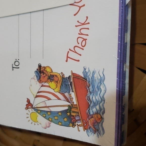 Sally Foster Thank You Note Cards 12 Total  Stickers Seals Nautical Cow Pig Chip - Picture 8 of 10